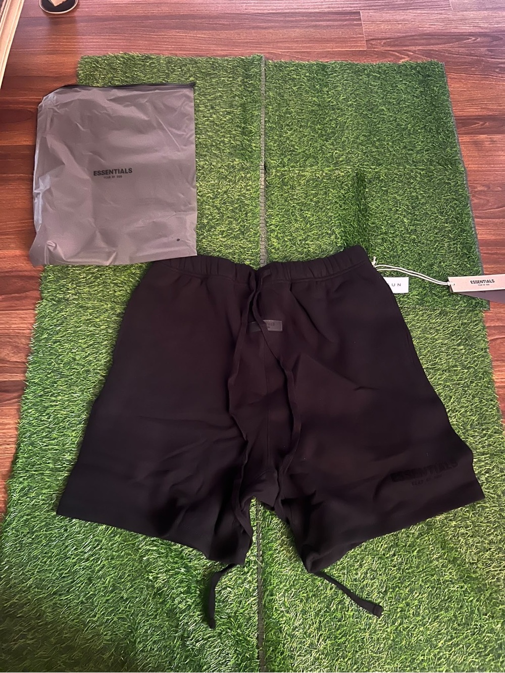 ESSENTIALS Men’s Black Athletic Fleece Shorts